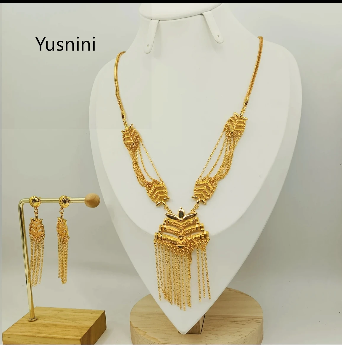 New Dubai Fashion High-end 24K Gold Plated Necklace Earrings Exquisite Party Engagement Jewelry Set for Lover  7777