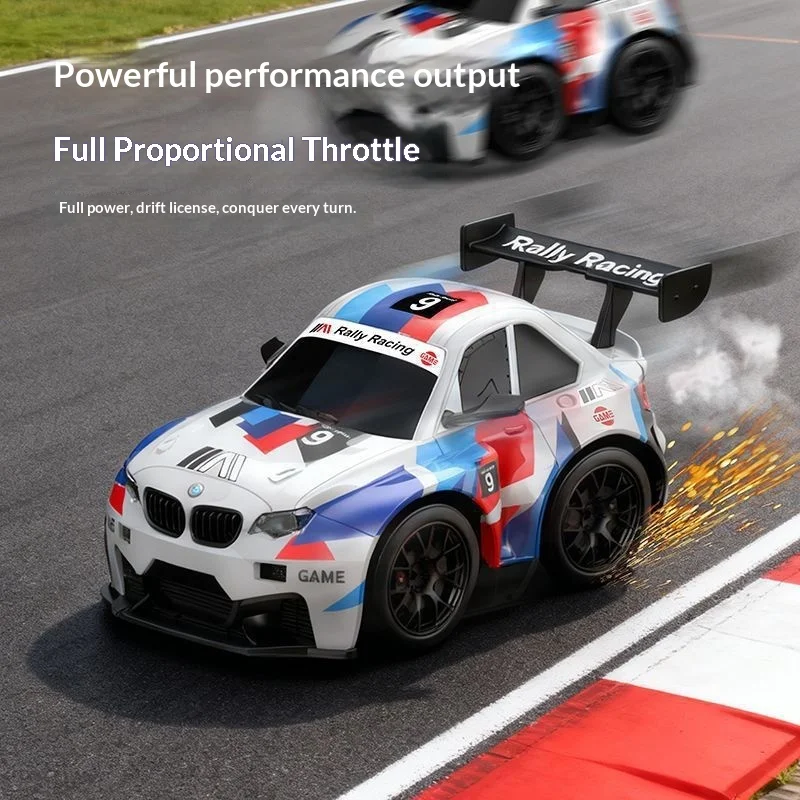 RC Drift Car 4WD Full Proportional Throttle Short Wheelbase Rally Racing with Spark Lights Stunt Remote Control Toy for Boys