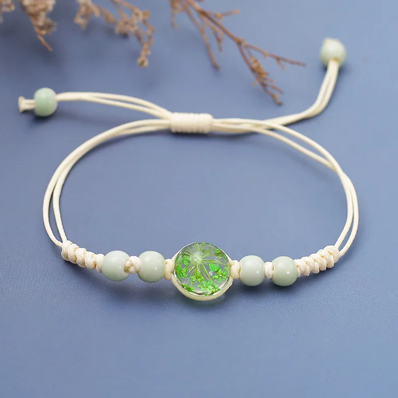 Starry Sky Dried Flower Bracelet Female Student Eternal Flower True Flower Bracelet Simple and Versatile Ceramic Jewelry