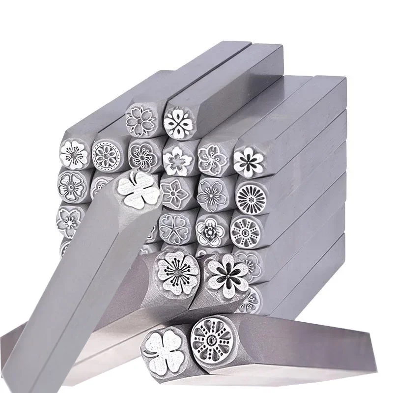 7x7mm Tiny Flower Floral Hand Engraving Stamp, Steel Jewelry Punch for DIY Gold Silver Bracelets Metal Craft