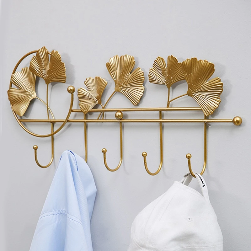 Modern Hook Up Fan-Shaped Leaf Hook Key Holder Wall Hooks Hanging Leaves Bathroom Wall Hook Decorative Minimalist Home-C Durable