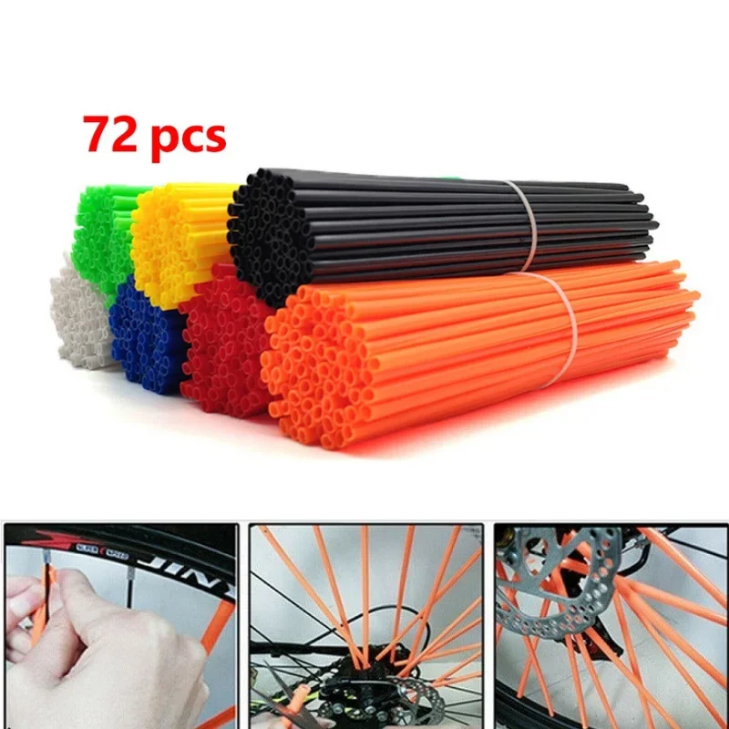 

72Pcs Motorcycle Wheel Spoked Protector Wraps For Electric Bicycle Motocross Bicycle Bike Universal Riding Accessories