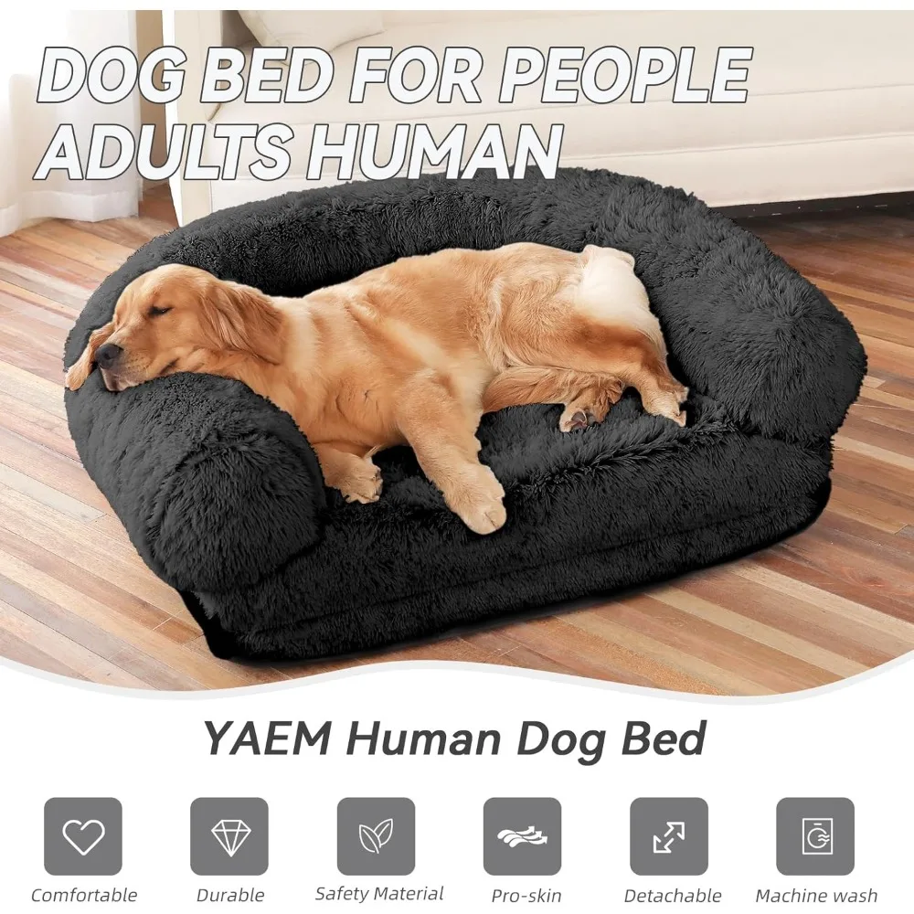 

Human Dog Bed, 71"x45"x10" for Large Dogs,Orthopedic Dog Beds for Humans Size Fits You and Pets Dark Grey Doghouse Kennelc