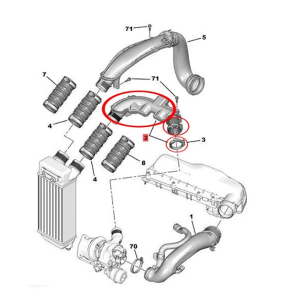 Tuyau d'admission turbocompressé pour 308CC 308SW 3008 408 RCZ citroën C3 C4 C4L C5 DS5 1440J1