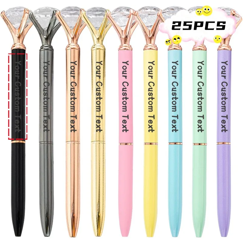 25PCS Diamond Pen - Customized Advertising Metal Pen Wedding Gift & Promotional Ballpoint Pen &Large Crystal Gift Pen