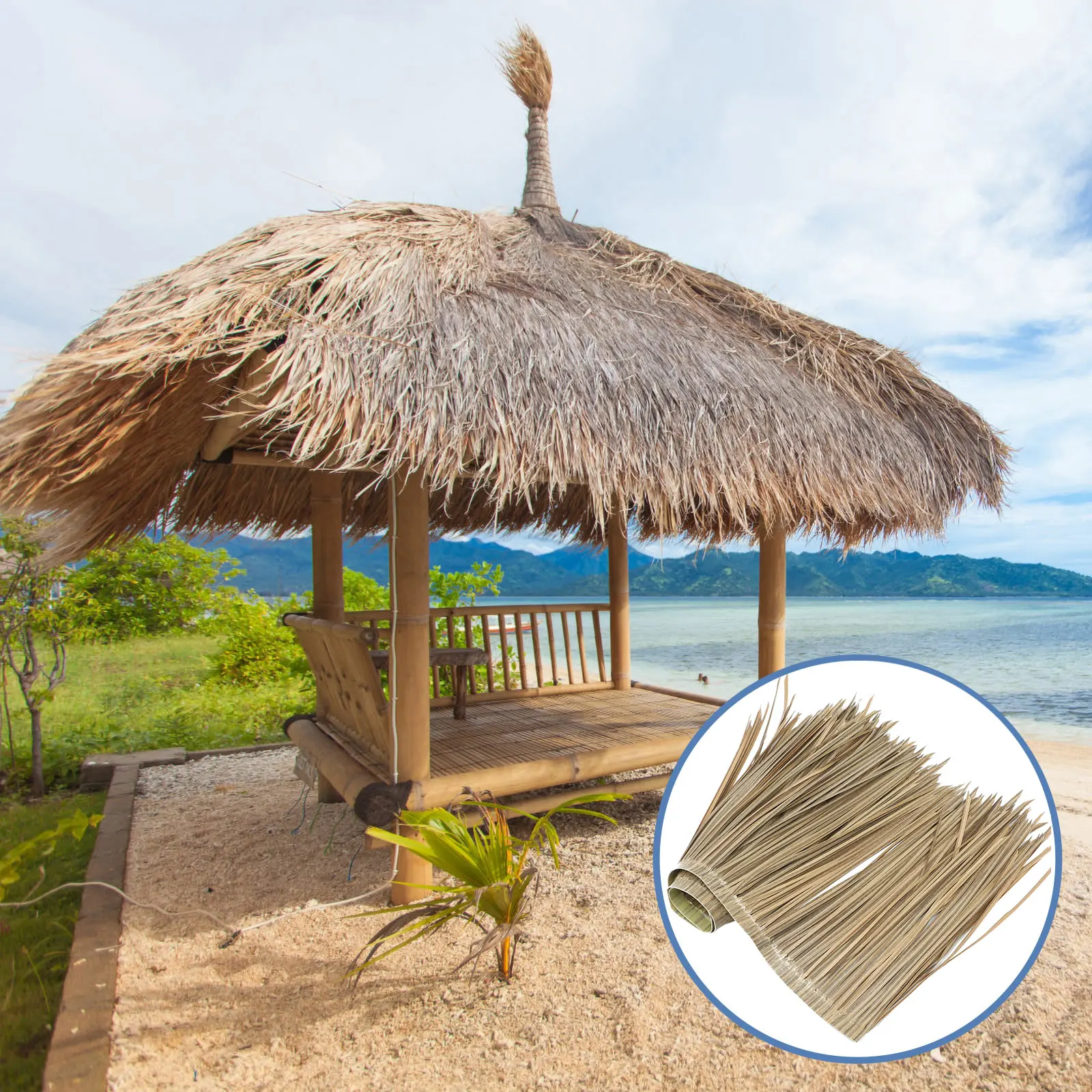 

1pc Simulation Artificial Roof Decorative Garden Roofing Lifelike Thatch Ornament For Outdoor Diy Straw Roof Panel Fake Thatch