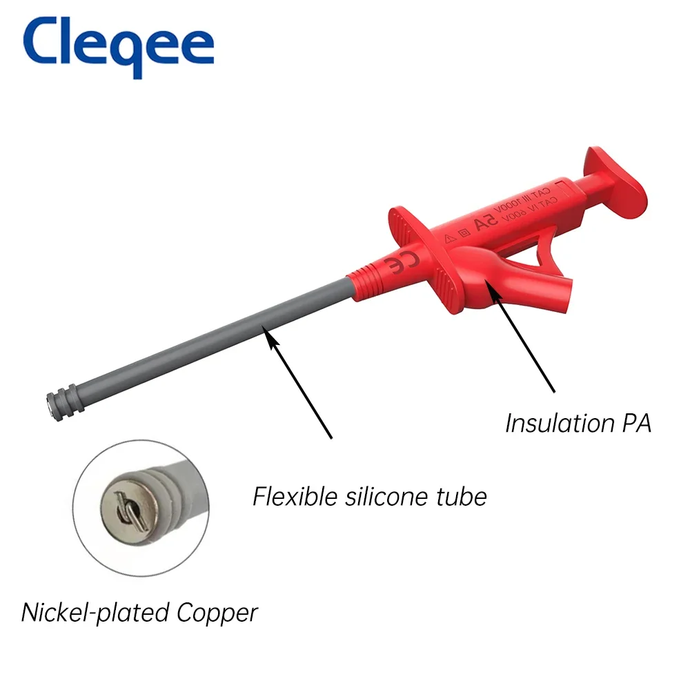 Cleqee P30042 Quick Test Hook Clip Professional Insulated High Voltage Flexible Testing Probe 4mm Banana Socket 1000V