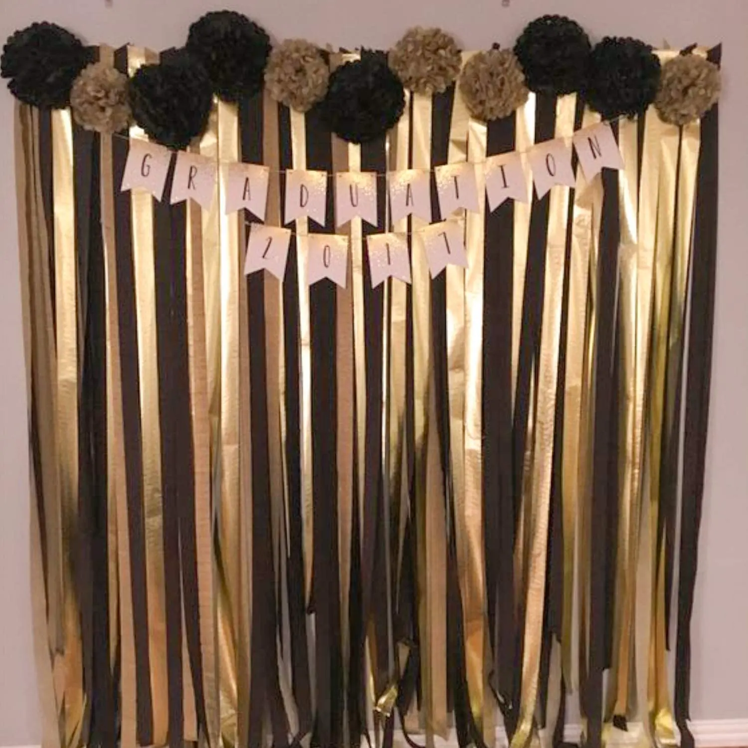 Crepe Paper Streamers12 Pcs Gold Streamers Silver and Black Streamers Party Decorations for Birthday Party Wedding