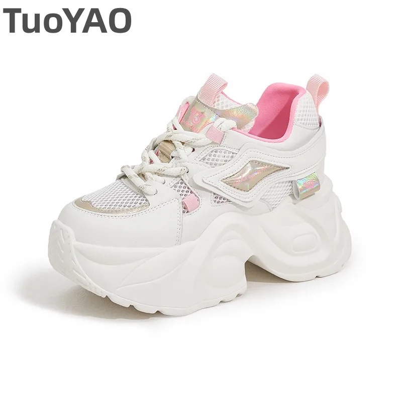 

9cm Air Mesh Synthetic Platform Wedge Pumps Hollow Summer Slippers Fashion Sandal Breathable Chunky Sneakers Women Shoes