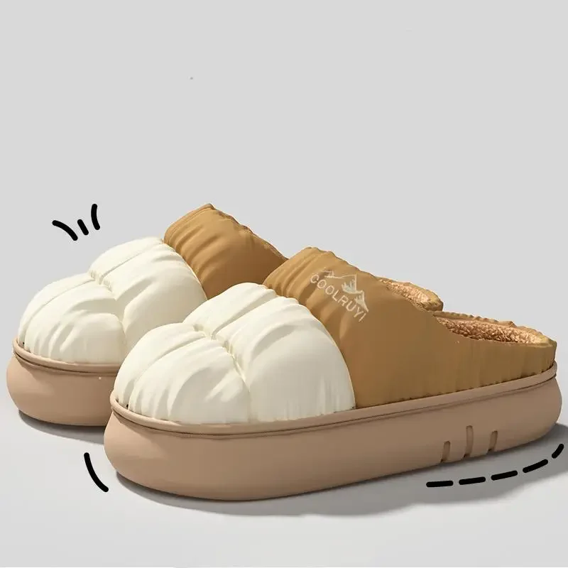Lange, dicke, warme Winterhausschuhe aus Plüsch für Damen, wasserdichte Outdoor-Hausschuhe, Unisex, gemischte Farben, rutschfeste Baumwollschuhe, bequem für Damen. – Detail 13