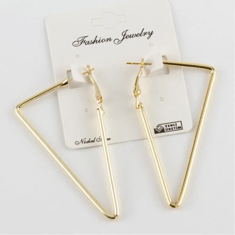 Triangle Metal Stud Earrings 6 cm