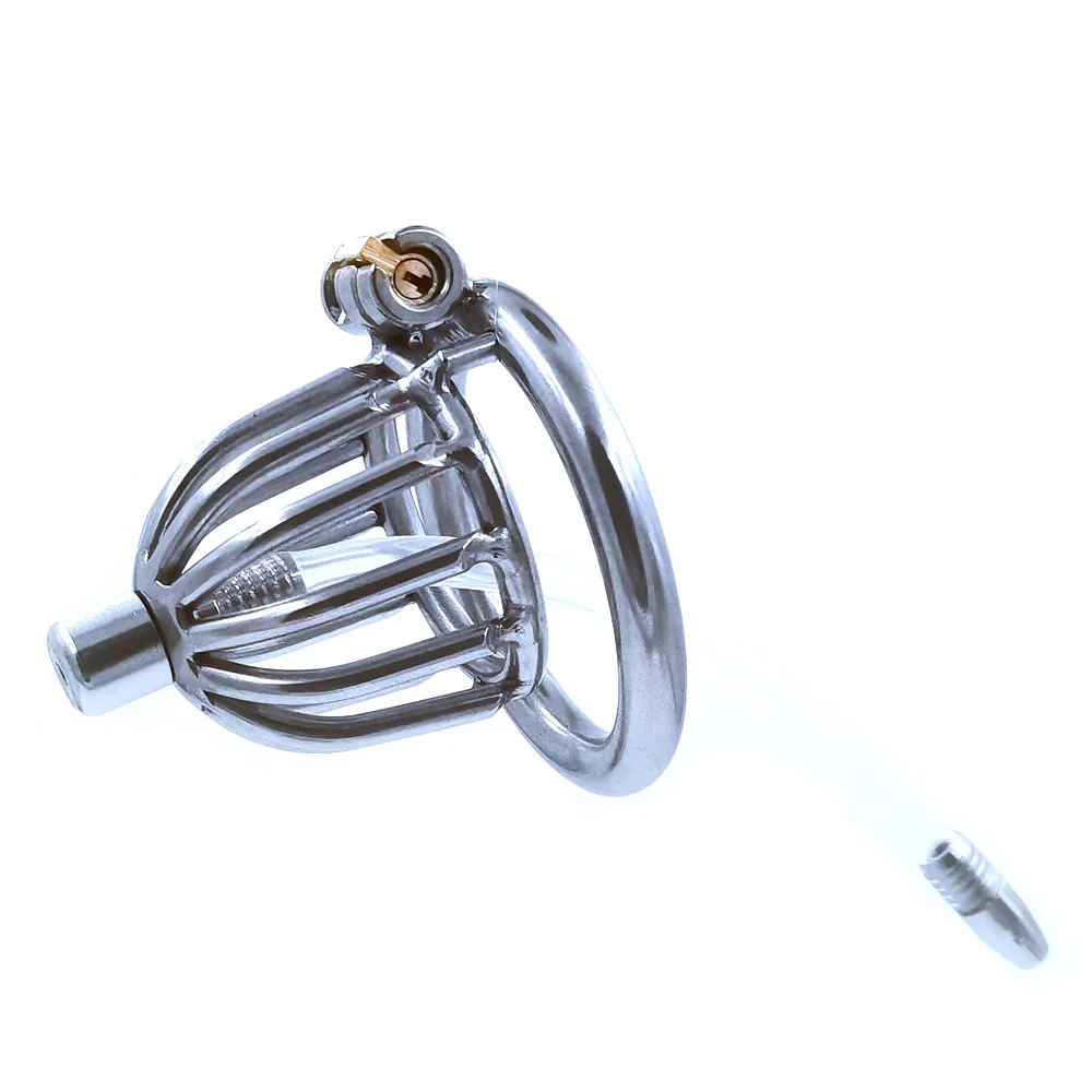 Metal Cock Cage with Urethral Catheter Male Chastity Devices Penis Lock BDSM Husband Loyalty Men Sex Toy Cock Ring Drop Shipping