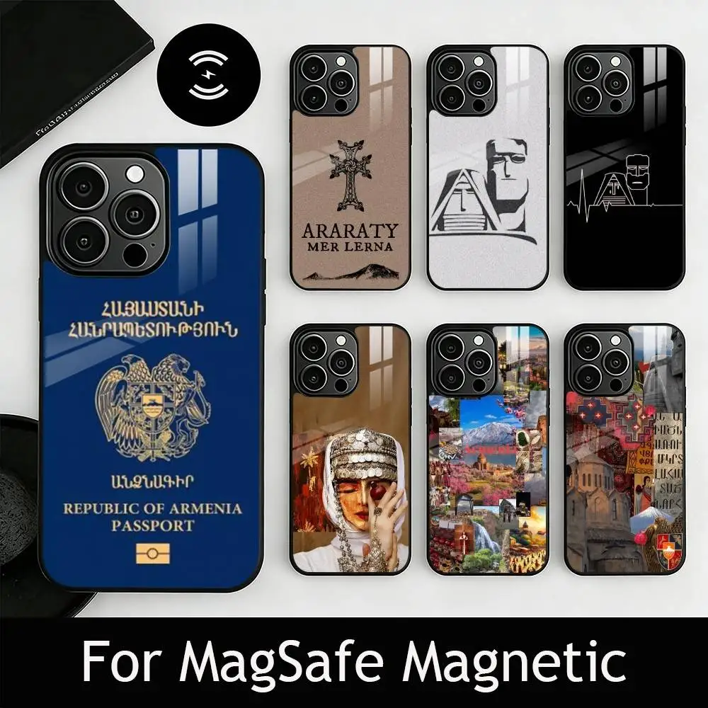 

A-Armenia F-Flag Passport art Phone Case For iPhone17,16,15,14,13,12,11 Plus,Pro Magnetic with Magsafe Wireless Charging