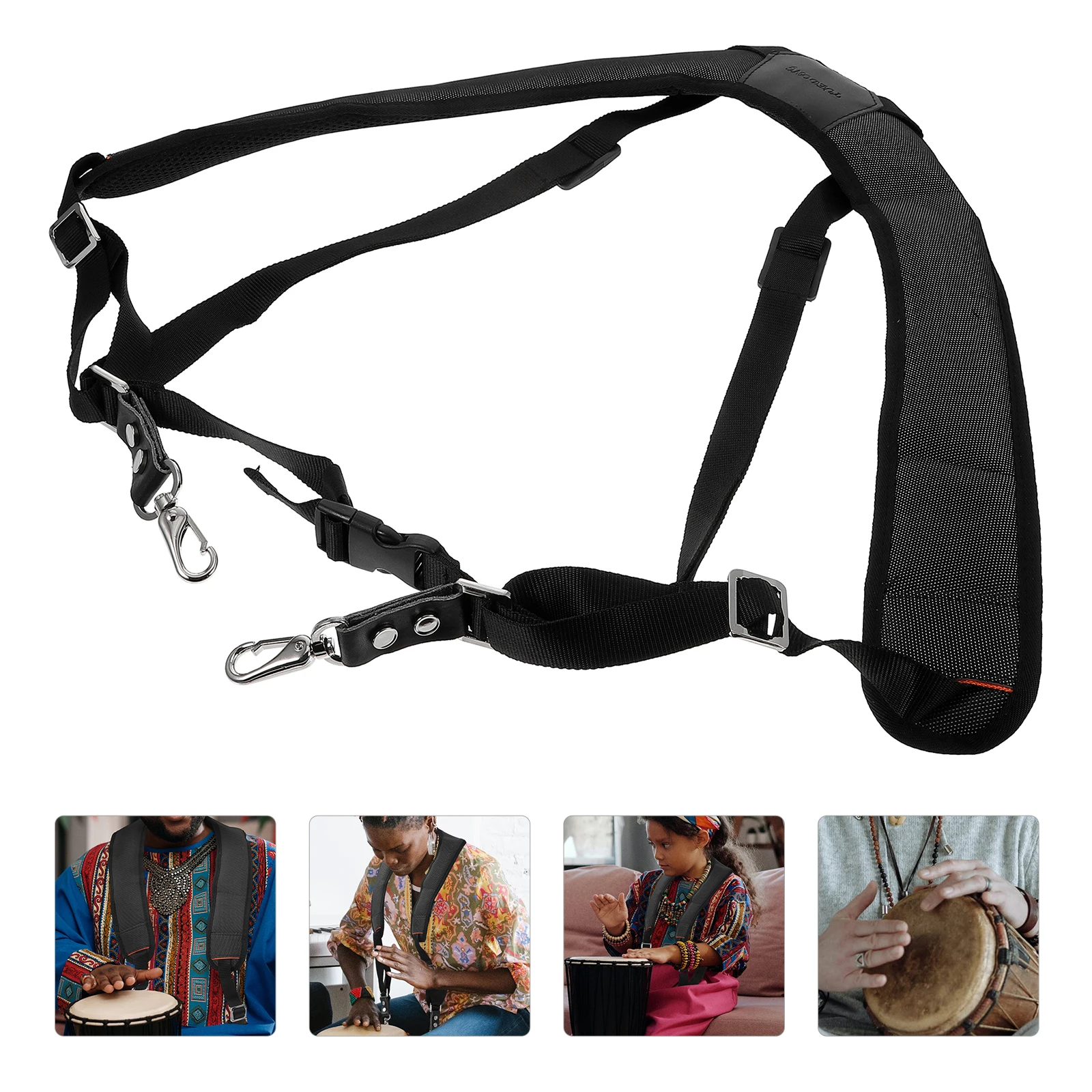 

Djembe Strap Easy to Carry Drum Adjustable Guitar Instrument Accessories Outdoor Secure Sandwich Mesh Tambourine