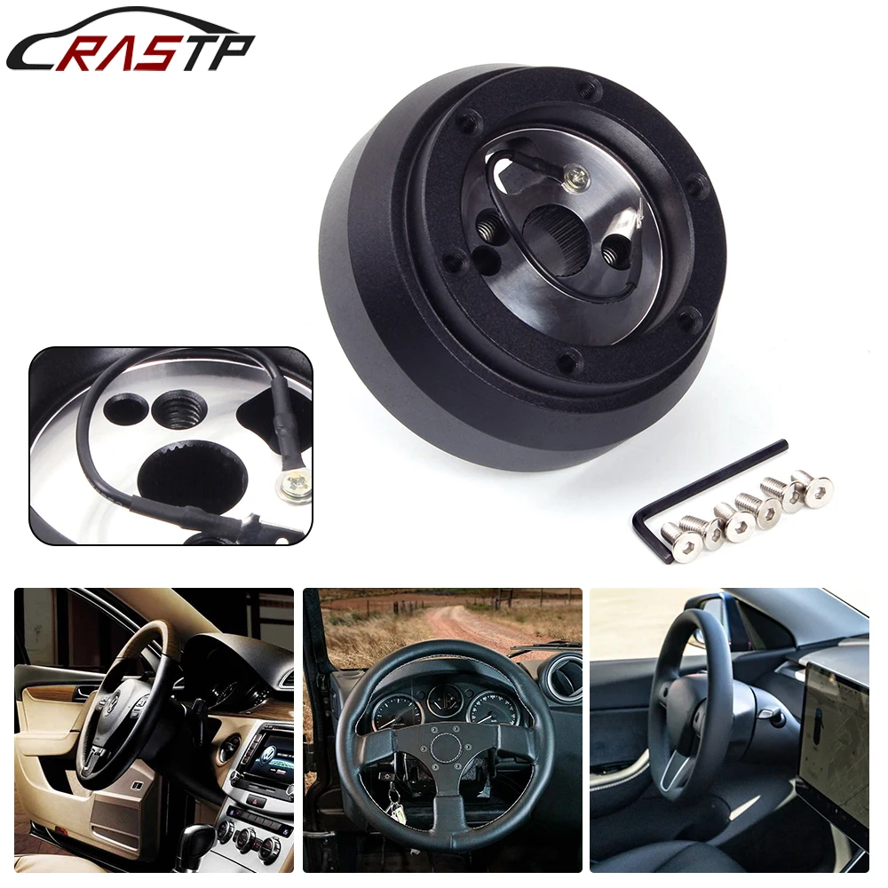 

RASTP-New 170h 6 Hole Steering Wheel Short Hub Adapter Kit Steering Wheel Connector Base For Dodge GMC Chevy Jeep Pontiac QR034