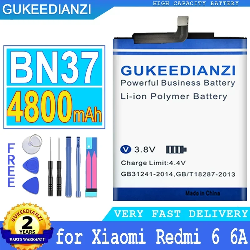 

GUKEEDIANZI Battery with Free Tools, 4800mAh, BN37 BN 37, For Xiaomi Mi Redmi 6 6A, For Redmi 6A, For Redmi 6