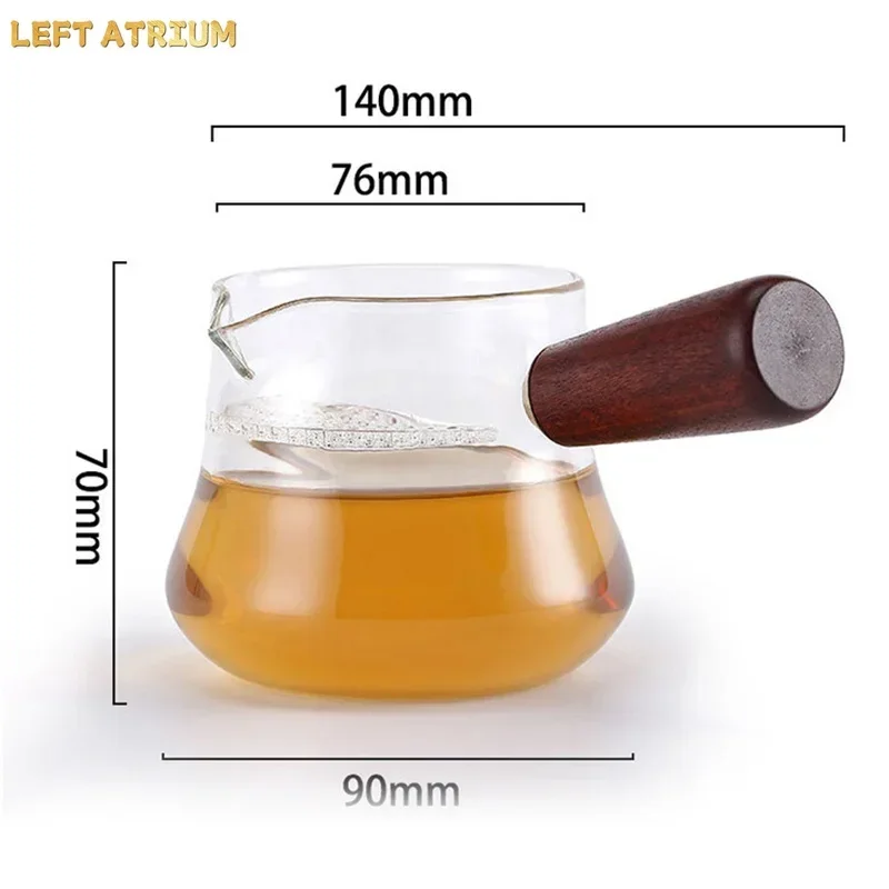 Side Long Wooden Handle High Borosilicate Glass Tea Dispenser Fair Cup With Filter Chahai Kung Fu Tea Set