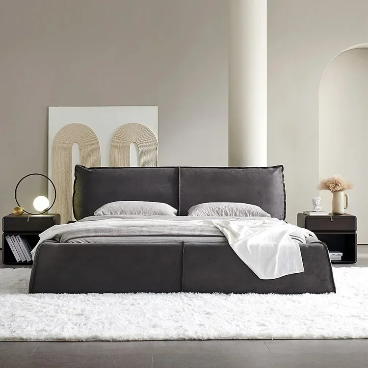 Modern Bed Solid Wood Frame King Bedroom