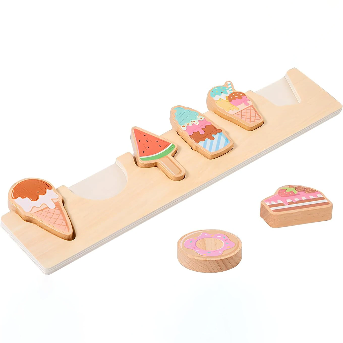 Wooden Montessori Ice Cream Toys Toddlers Pretend Play Simulation Food Game Kitchen Accessories Toys for 3 4 5 Year Old