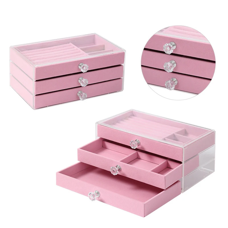 Jewelry Storage Box Home Jewelry Display Box Multi-layer Drawer Necklace Earring Ring Jewelry Organizer