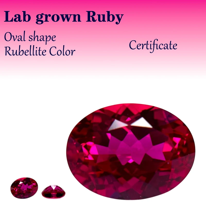 

Lab Grown Ruby Oval Shape Rubellite Color VVS1 Stone for Charms DIY Jewelry Making Earrings Main Materials Certificate Wholesale