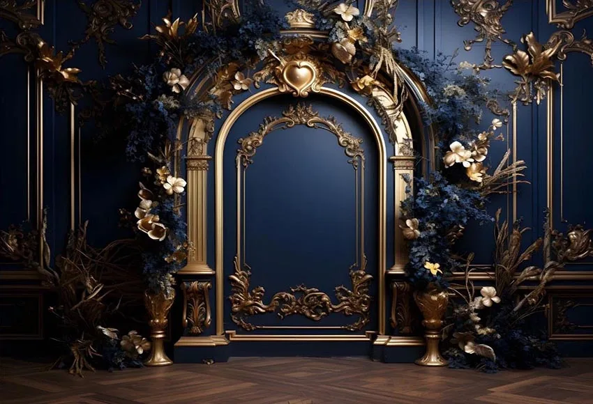 Mehofond Photography Background Luxury Blue Baroque Room Adult Birthday Wedding Maternity Portrait Decor Backdrop Photo Studio