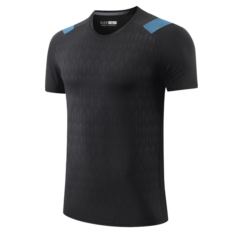 Sport Brand Shirts Breathable Elastic Tee Fitness Quick Dry Short Sleeves Thin Print Striped Men Workout Fashion Bodybuilding T