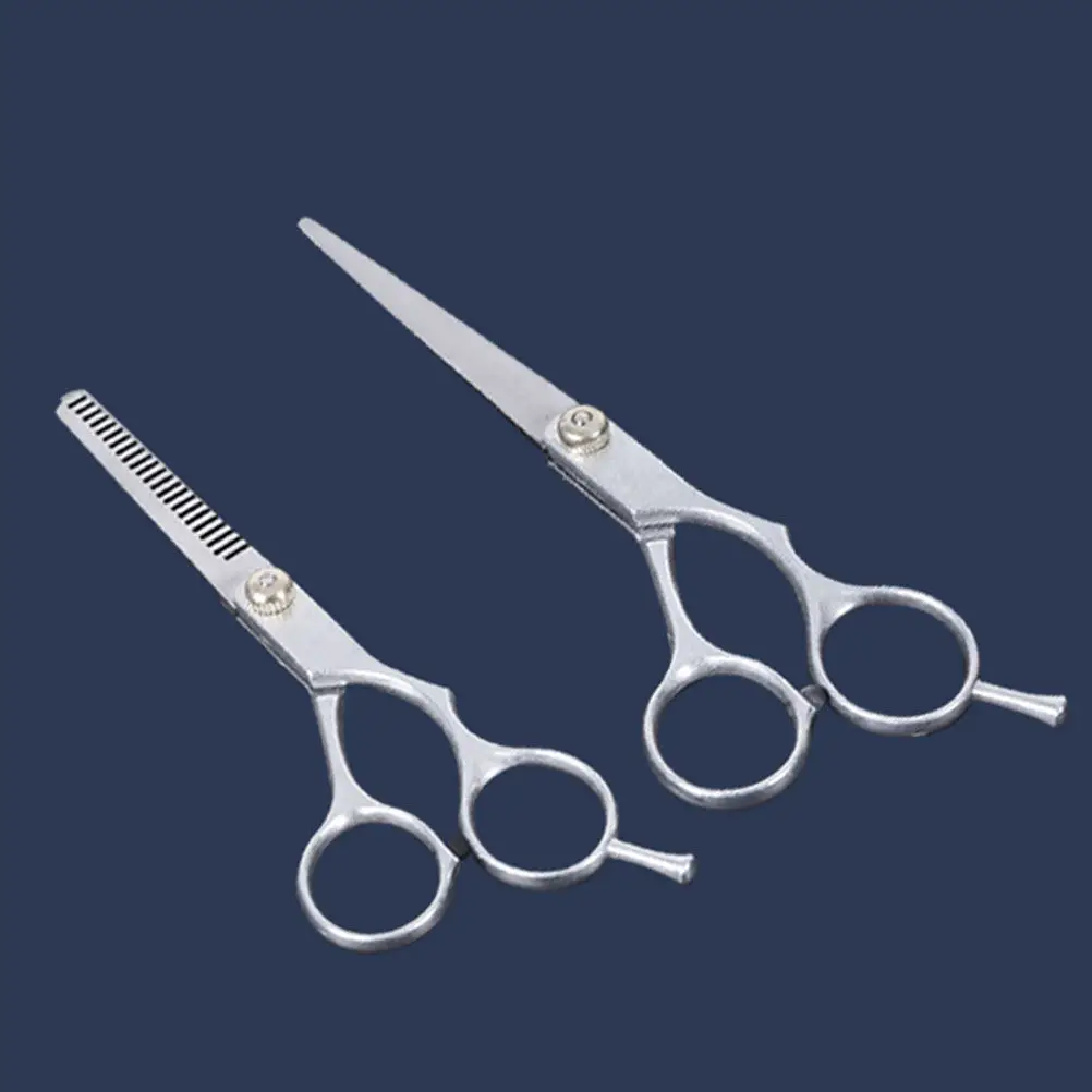 

2pcs Hairdressing Scissors Stainless Steel Professional Barber Salon Shears For Flat Bangs Thin Hair Straight Cut
