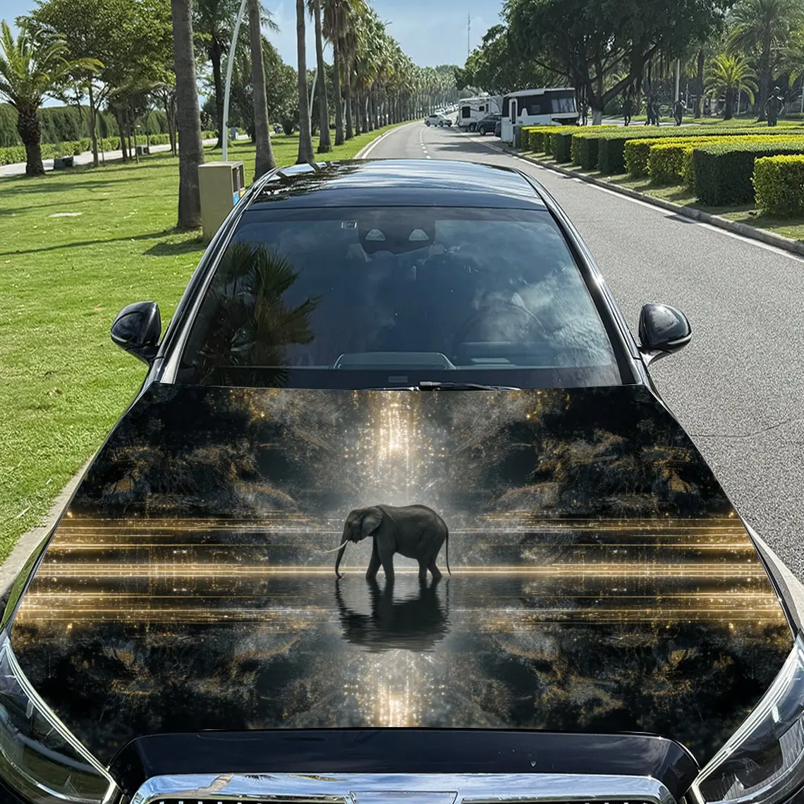

Artistic Symmetrical Car Hood Stickers - Self-Adhesive, Waterproof and Durable Vinyl Wrap, Decorate And Protect Your Car, Fit Fo