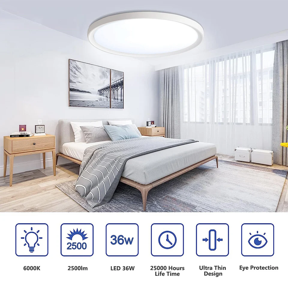 Luminaire Plafond LED 40cm 4000K - Éclairage Neutre pour Intérieur, Chambre à Coucher, Séjour