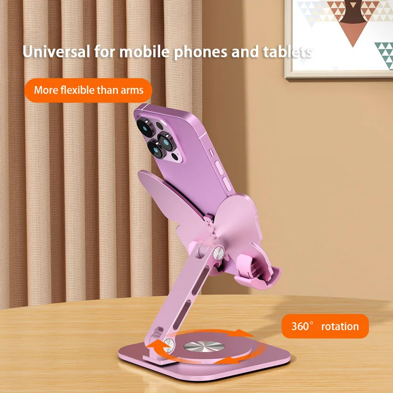 Aluminum Alloy Butterfly Phone Stand Foldable 360 Degree Rotating Adjustable Portable Stand For Desk Tablet And Smartphone 2025
