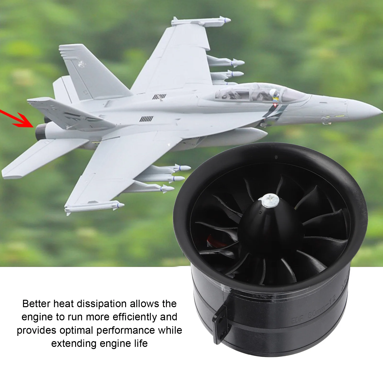 Ventilador canalizado modelo de aeronave de 12 lâminas EDF 80mm Ventilador canalizado Desempenho ideal 119A 25,2V 6S 2000KV Eficiente para avião RC