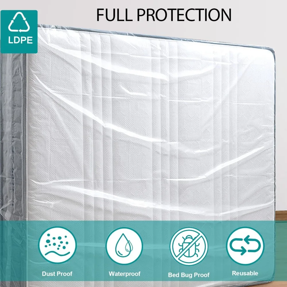 Waterproof Mattress Cover Bag for Moving and Storage Heavy-Duty Plastic Mattress Protector Moving Supplies Twin Size
