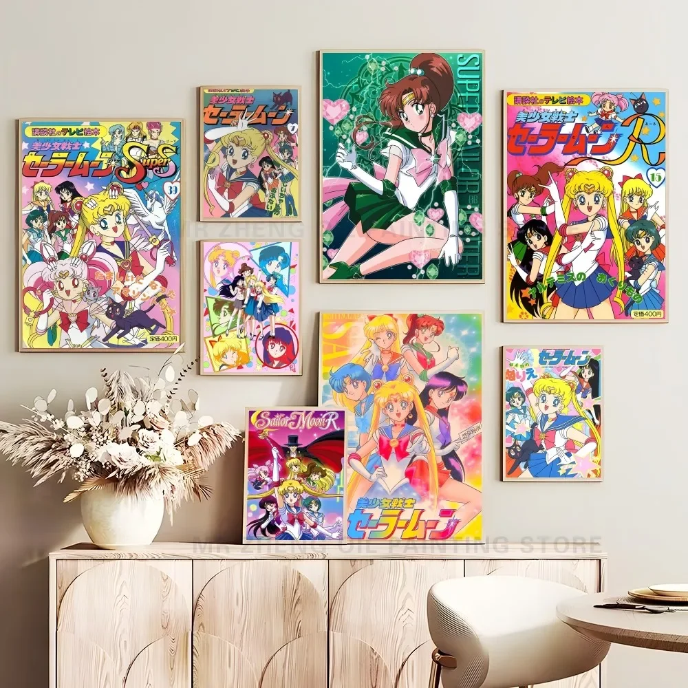 1 Pack Anime Girl Poster Self-Adhesive Art Waterproof Paper Sticker Cafe Bar Room Wall Decor S-Sailor Moon