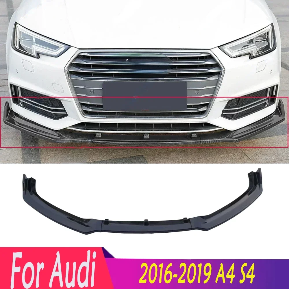 For Audi 2016-2019 A4 S4 B9 8W High Quality Car Front Bumper Lip Spoiler Splitter Diffuser Retrofit A4 TFSI TDI S4 Body Kits