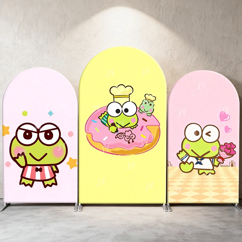 

Keroppi Chef & Dessert Theme Arch Backdrop Cover Cute Cartoon Scene For Kids Birthday Baby Shower Photo Booth Decor Background