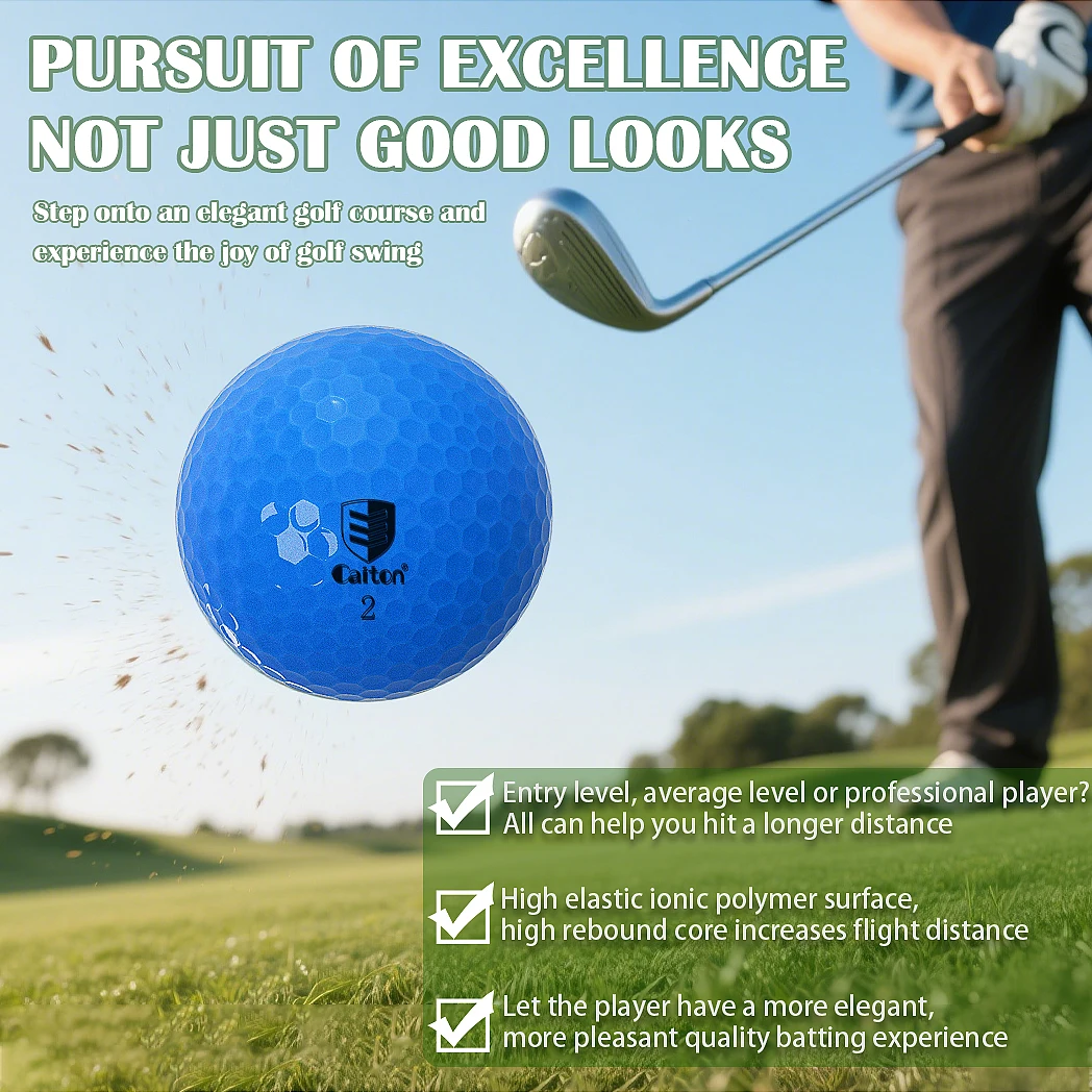 Caiton 3/6/12Pcs Blue Golf Balls Dual-Layer Crystal-Look Finish High Visibility Soft Feel Spin Control Durable Practice Play Set