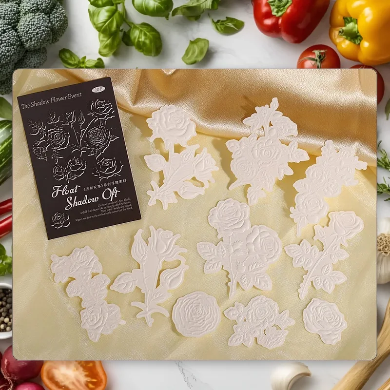 

1 упаковка/2 упаковки, винтажная ручная учетная запись на тему растений, сделай сам, плавающая тень, серия «Цветочная история», 10 шт., тиснение для надписей