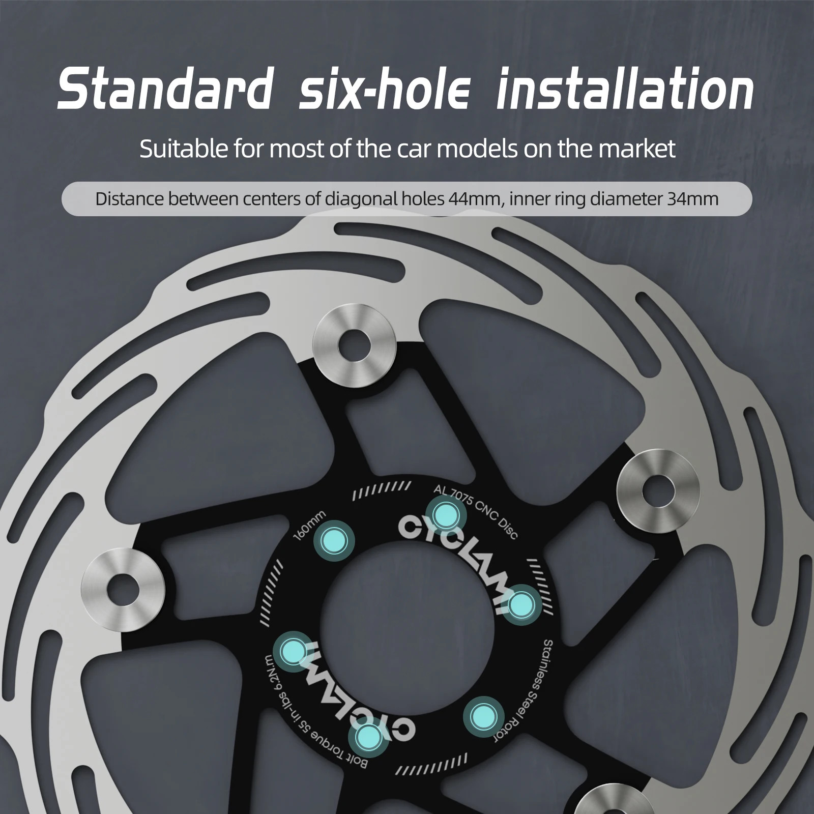 CYCLAMI 6 Bouten Remschijf Fiets Remrotor 160mm 180mm Hydraulische Hoge Sterkte Road MTB Drijvende Rotor Fiets deel Schijfrem