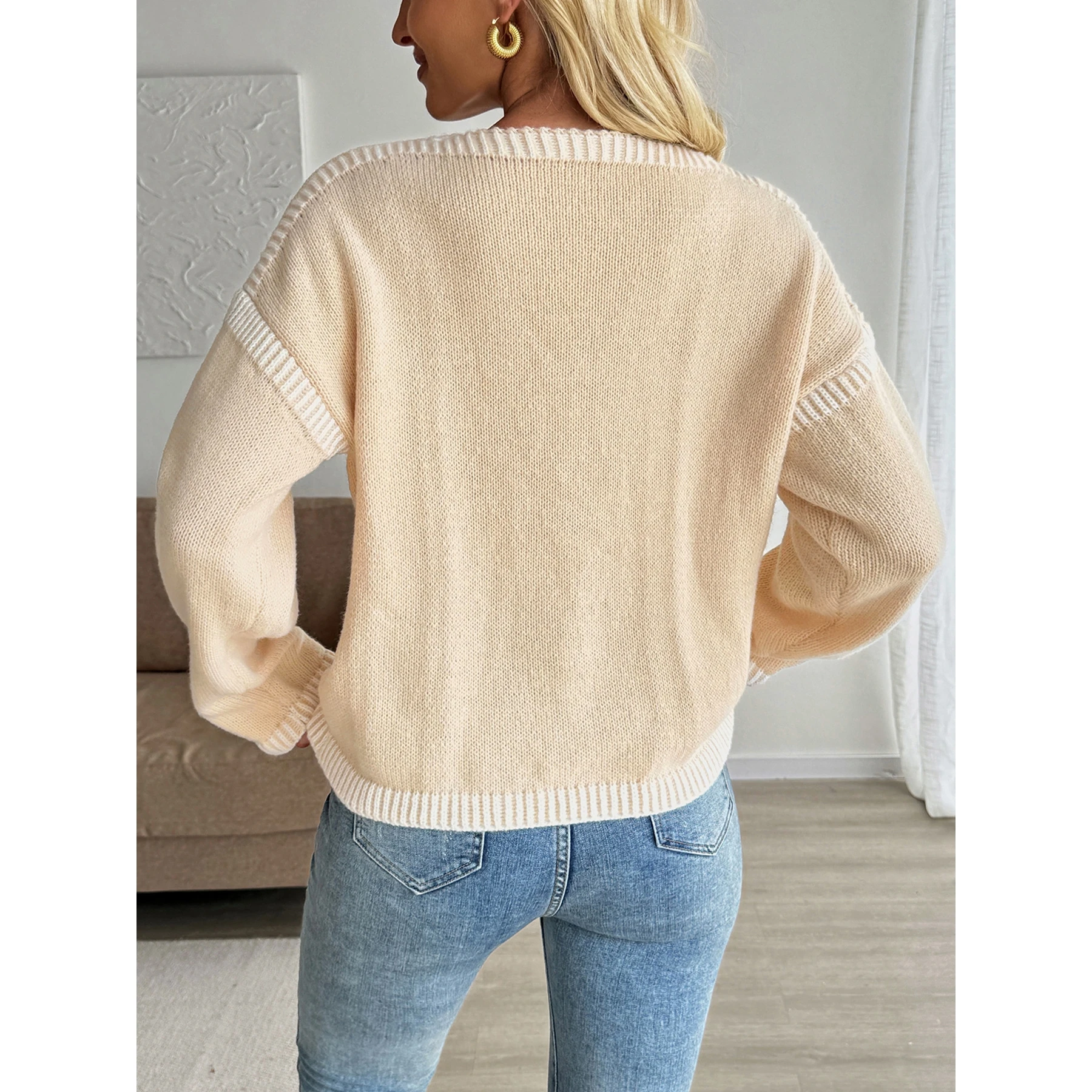 

Color Blo вязаный кардиган женское пальто длинное све круглое Ne Thiened зимняя верхняя одежда Sli универсальный бренд YYFS