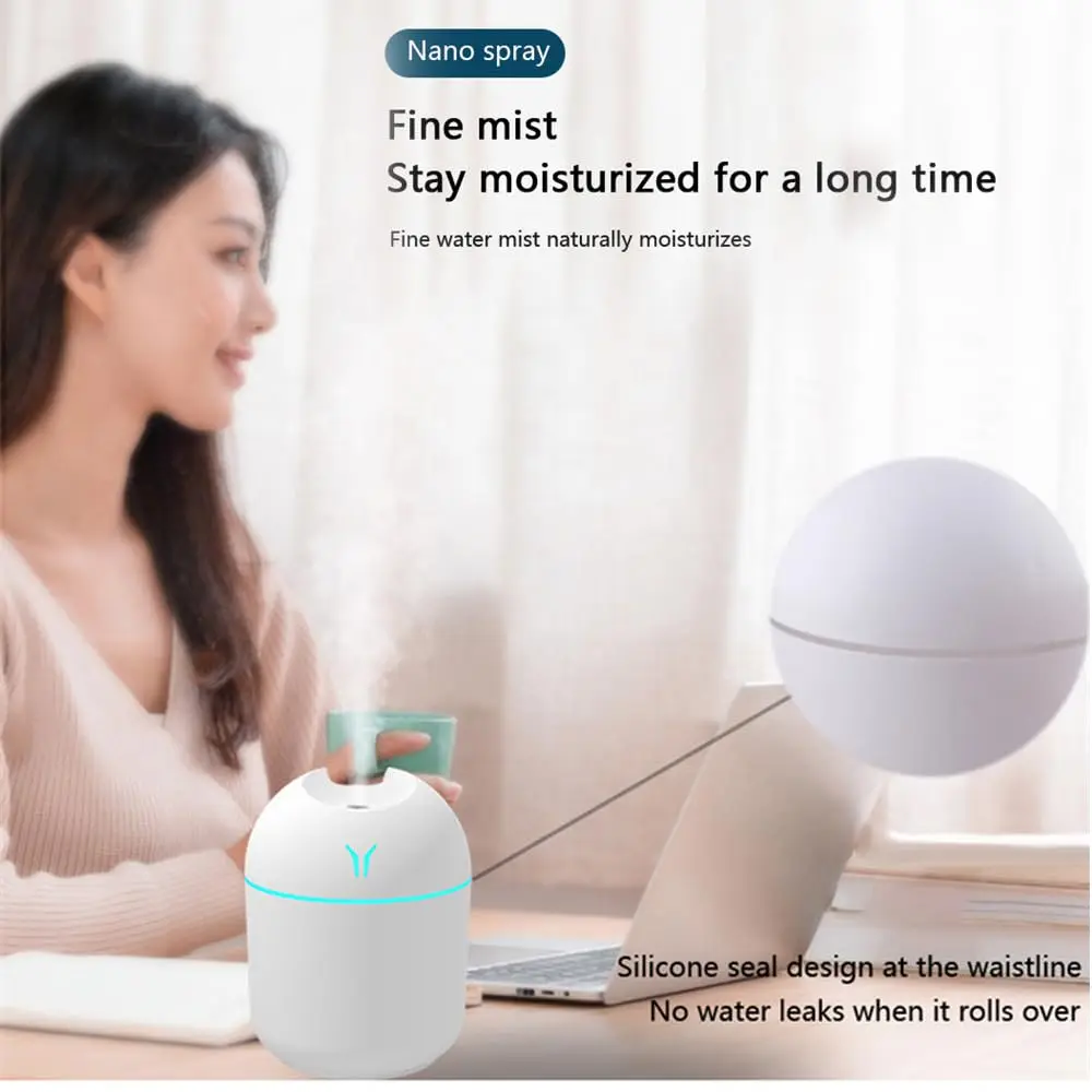 Увлажнитель воздуха с холодным туманом, 250 мл, с искусственным светом, мини-увлажнитель воздуха H2O с автоматическим отключением, персональный Рабочий стол для дома