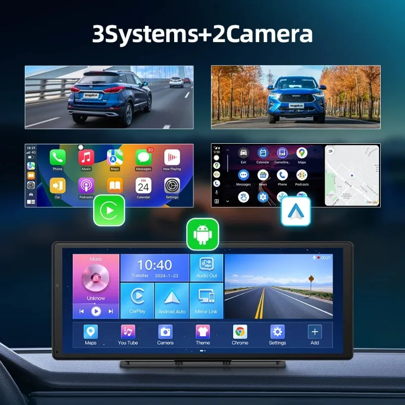  W60 11.3''  8 Core 6+128GB Android 14 Dual Len Dash    Carplay&Android Auto Google Play Youtube Netflix OTA Upgrade