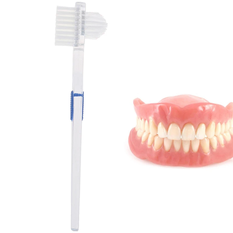 Double‑Sided Denture Brush Ultra Soft Bristles False Teeth Cleaning Brush Portable Oral Care Tool