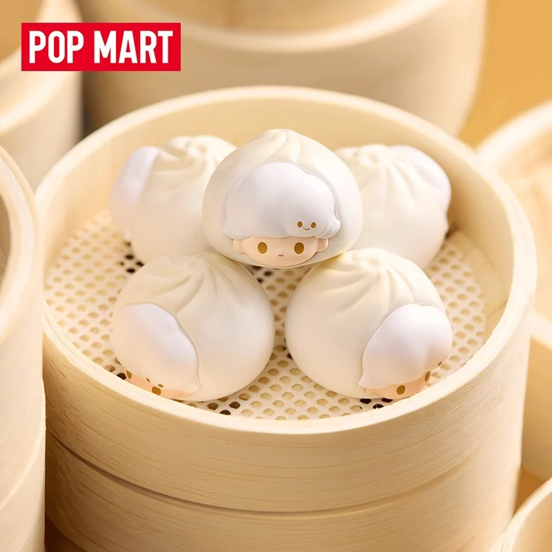 POP MART Pop Bean Mini Size Dimoo SHANGHAI Limited Edition Kawaii Steamed Bun Soup Bun Dimoo Action Figure Doll Toys Kids Gifts