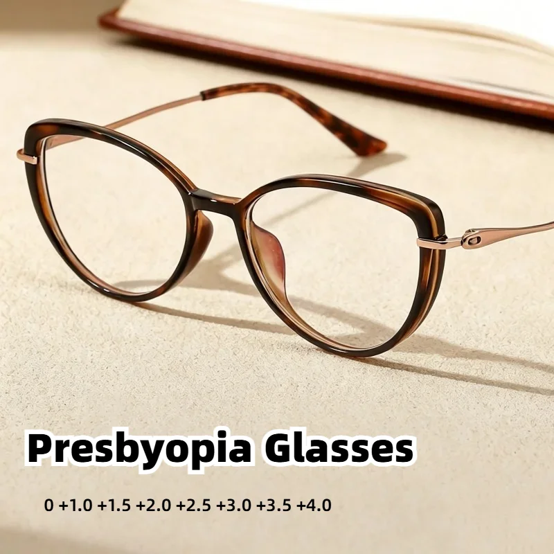 

Elegant Cat Eye Presbyopia Glasses for Women Men Fashion Tortoiseshell Frame Anti Blue Light Reading Eyeglasses 0 To +4.0