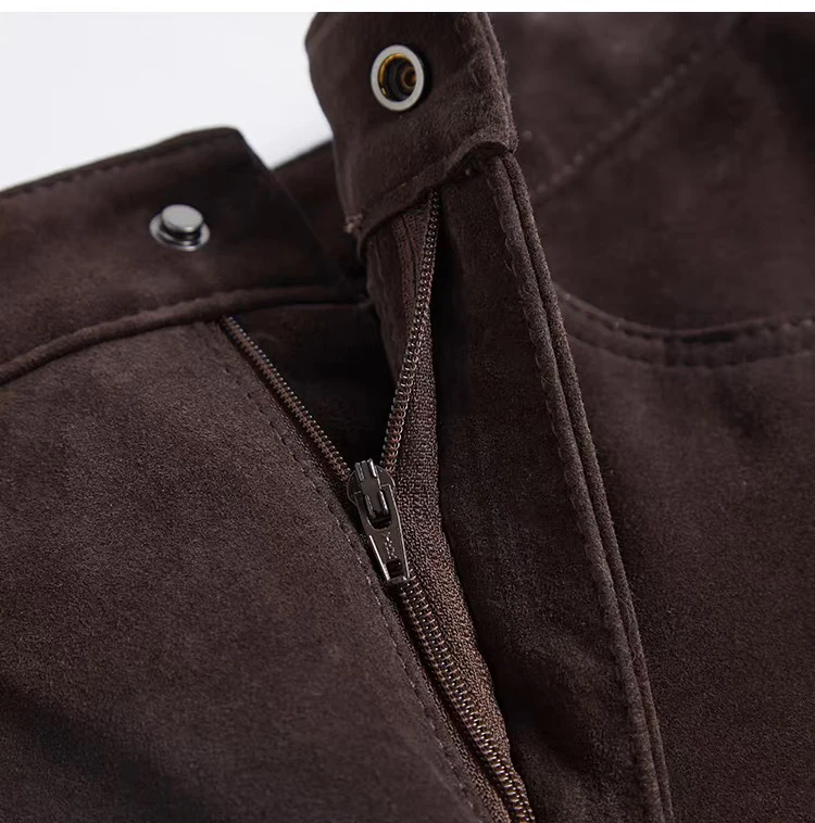 Retro Women's Kid Suede Leather Shorts 2025 Spring Vertical Bar Sheepskin  Pants Mujer Casual Pantalones Cortos