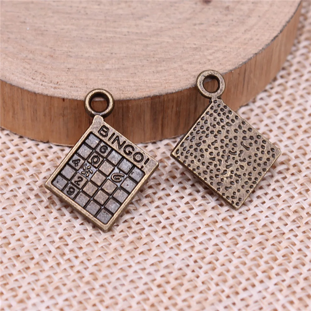 20pcs 15x17mm(0.59x0.67inch) 2 Colors Antique Bronze Color Antique Silver Color Bingo! Minesweeper Charms Jewelry Making