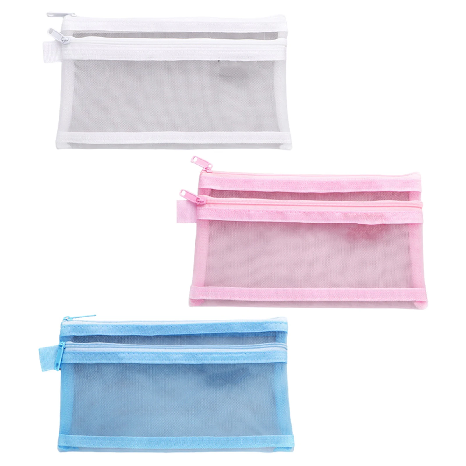 

3 Pcs Pencil Case Stationery Bag Transparent Japanese and Korean Style Storage Nylon Convenient