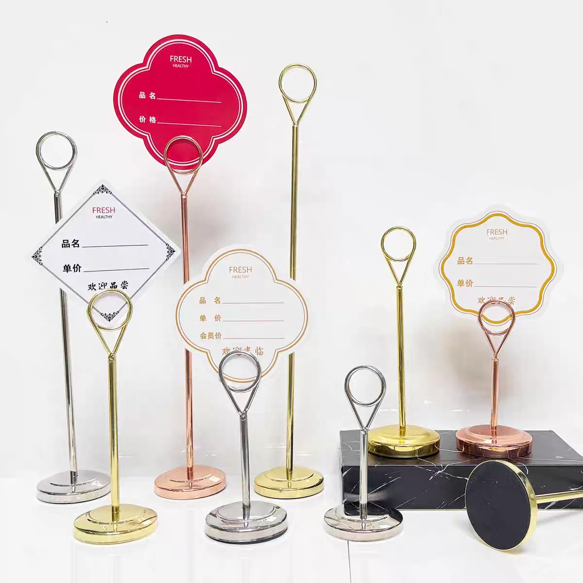 Stainless Wedding Photo Picture Memo Note Clip Table Number Menu Sign Holder Display Stand Table Name Place Card Holders Stand