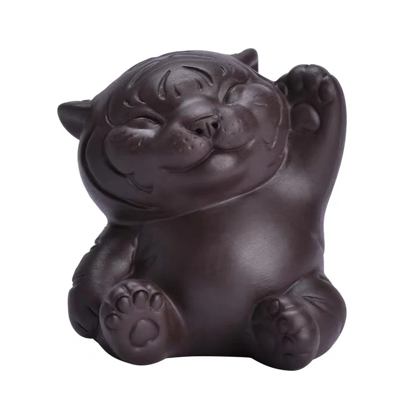 purple clay tiger tea pet zen Kung Fu  figure Tea Ceremony Accessories чайные фигуркиq handmade home ornaments